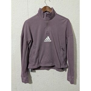 Adidas Sweater Womens Small Purple Sweatshirt Active 1/4 Zip Logo